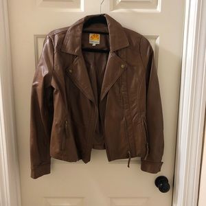 C&C California Faux Brown leather jacket